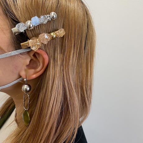 レジンクリスタルヘアクリップ