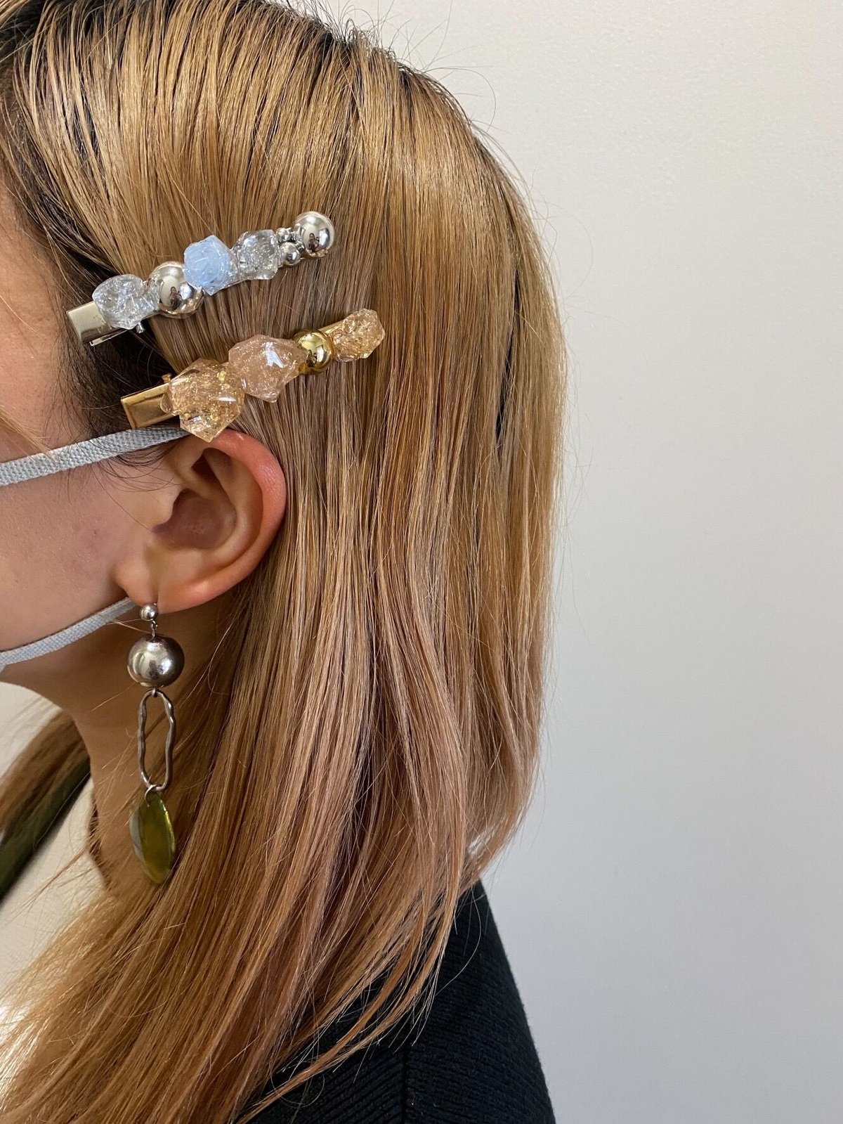 ハイジ様お取り置き№1770 ハート型フラワーレジンヘアクリップ-