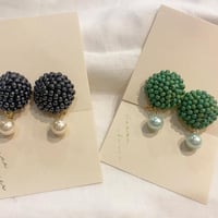 ビーズ×パール　イヤリング