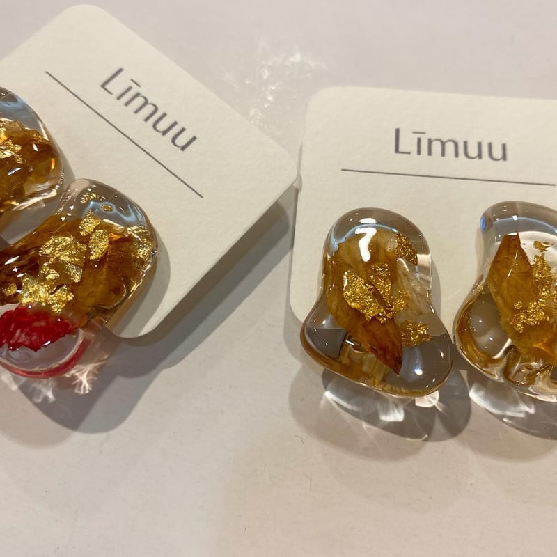 ドライフラワーレジンイヤリング | HEARTS