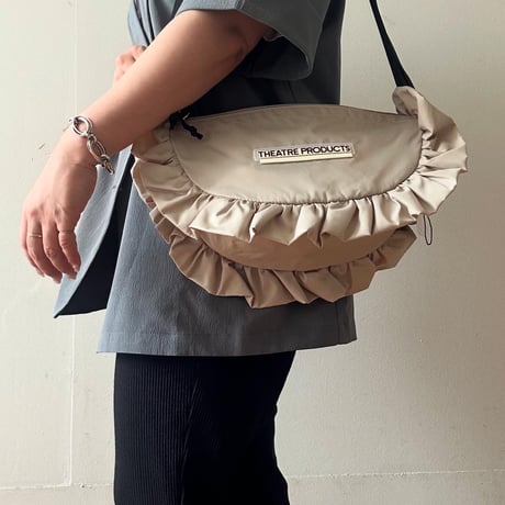 NYLON FRILL ROUND SHOULDER BAG L