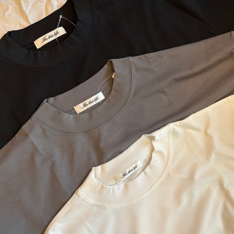 シルケットモックネックロンT