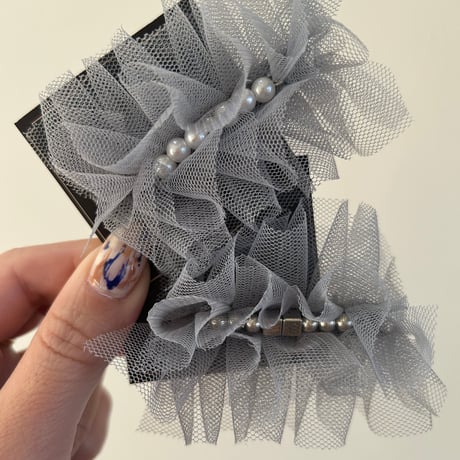 チュールヘアクリップ（gray）