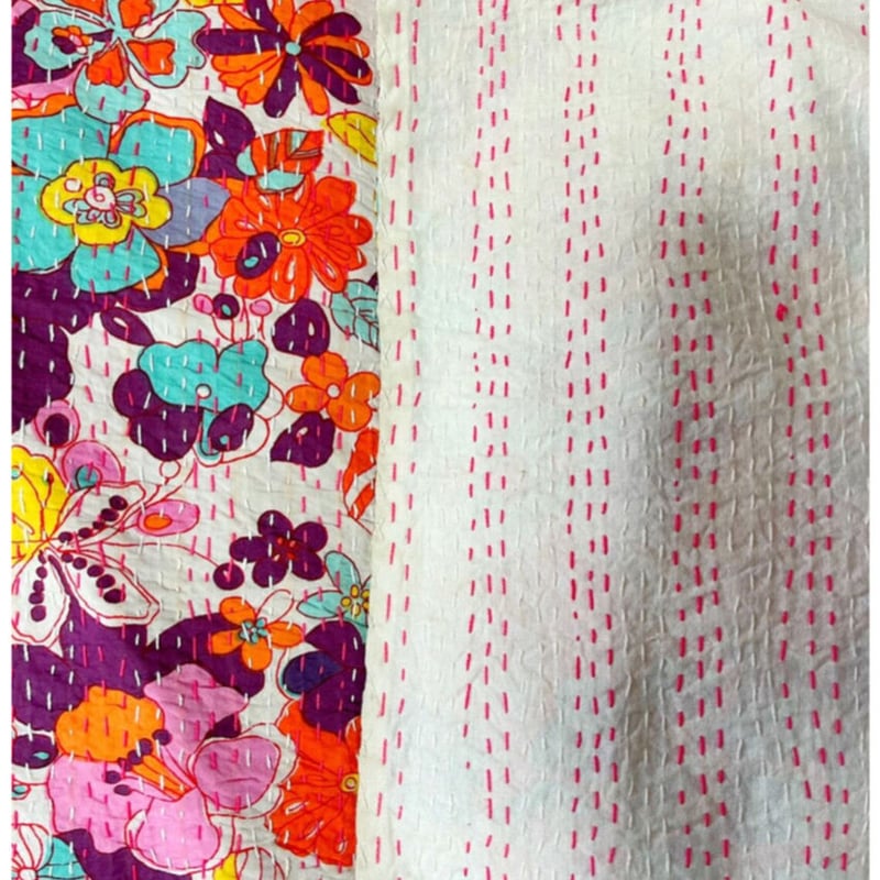 Bed Cover Floral ラリーキルト カンタ刺繍 刺し子刺繍 | Virginiee