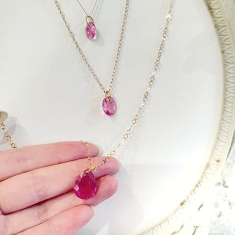 大粒Pink tourmaline Pendant Top 18K no.128