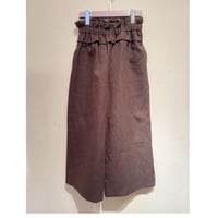 Virginieee Linen Dark Brown Frill Pants