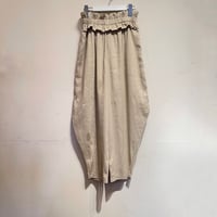 Frill Pants Semi-Long Linen Beige