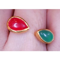 2 Stones Open Ring　Red Quartz＆Green Onyx