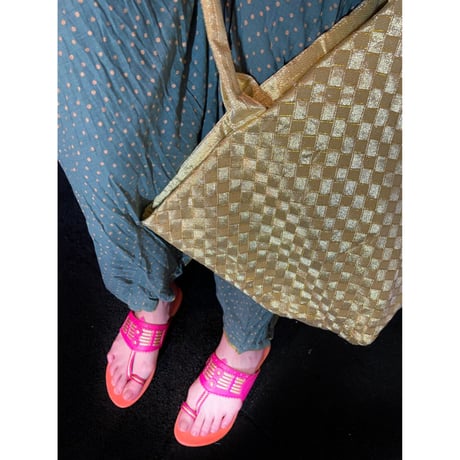 Green- Gold-Dot/Long Skirt/Crinkled Indian cotton