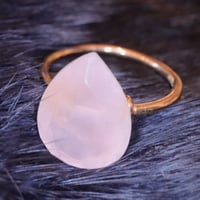 Water Drop RoseQuartz Candy Ring