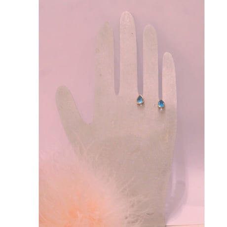 Blue topaz tear drop pierced earrings