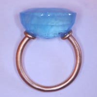 Aquamarine candy Ring 10K Gold