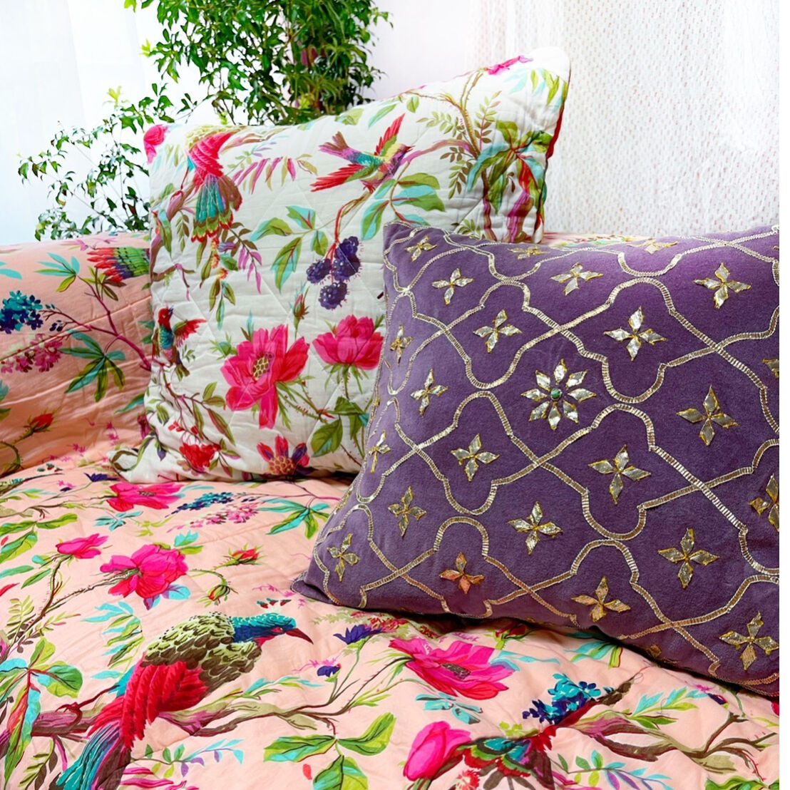 ホォアナデアルコ juana de arco プフパッチワーク丸クッションカバー