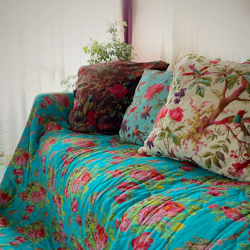 Wサイズキルト/リバーシブル/ブランケット/マルチカバー/ベッドカバー