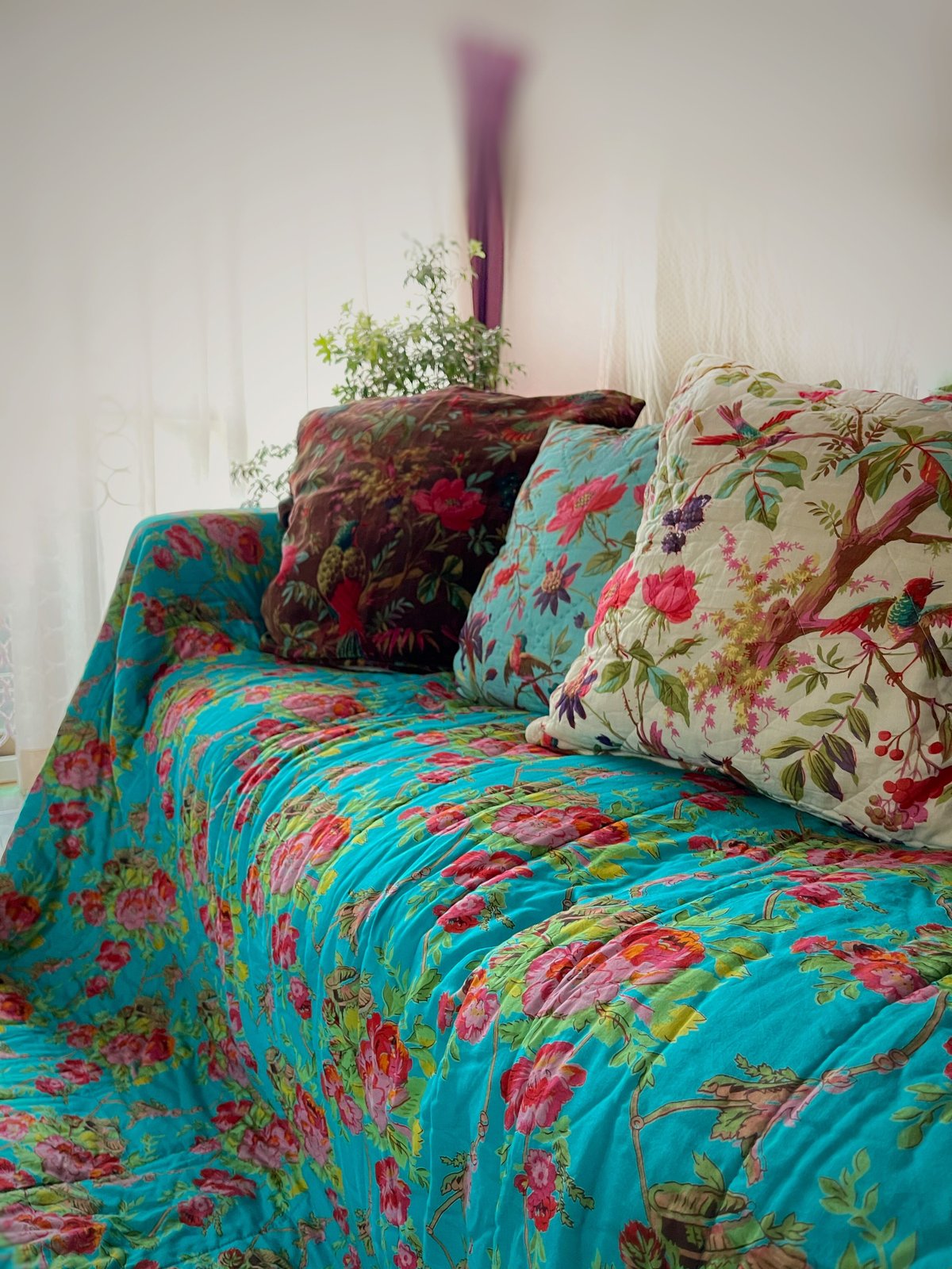 L】パッチワークカンバディアキルト ベッドカバー マルチカバー 623 L