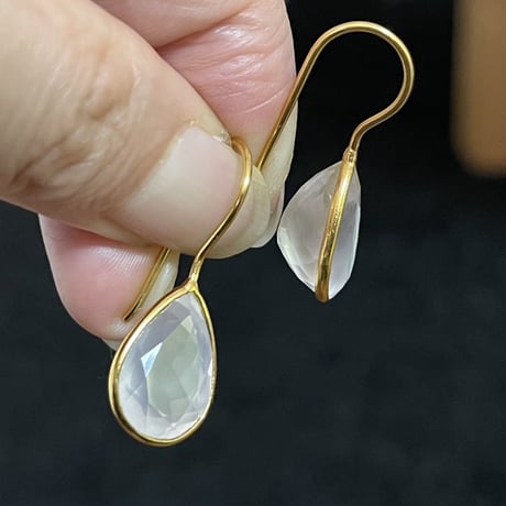 Candy Frameピアス　ティアドロップ　Rose Quartz