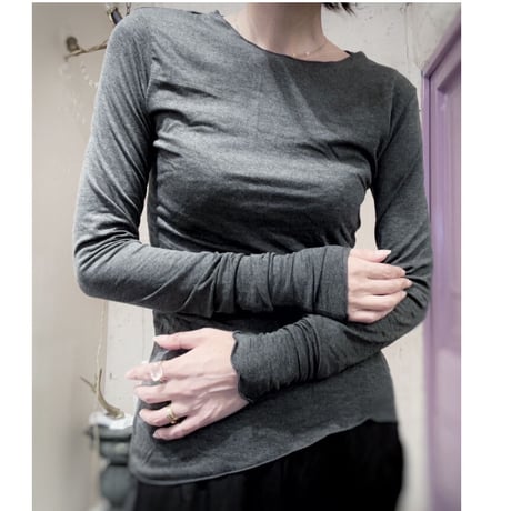 Super Long Sleeve top Cut&Sewn Gray