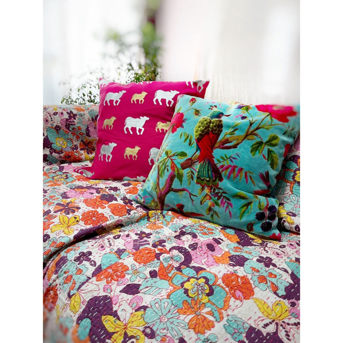 Bed Cover Floral ラリーキルト カンタ刺繍 刺し子刺繍 | Virginiee