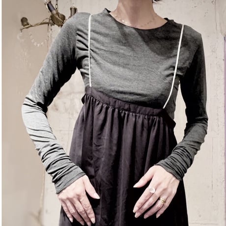 Super Long Sleeve top Cut&Sewn Gray