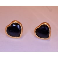 Heart Shaped Studs Pierced Earrings ONYX