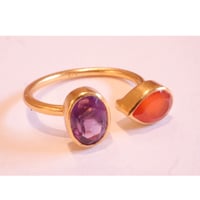 2 Stones Open Ring Amethyst&Carnelian