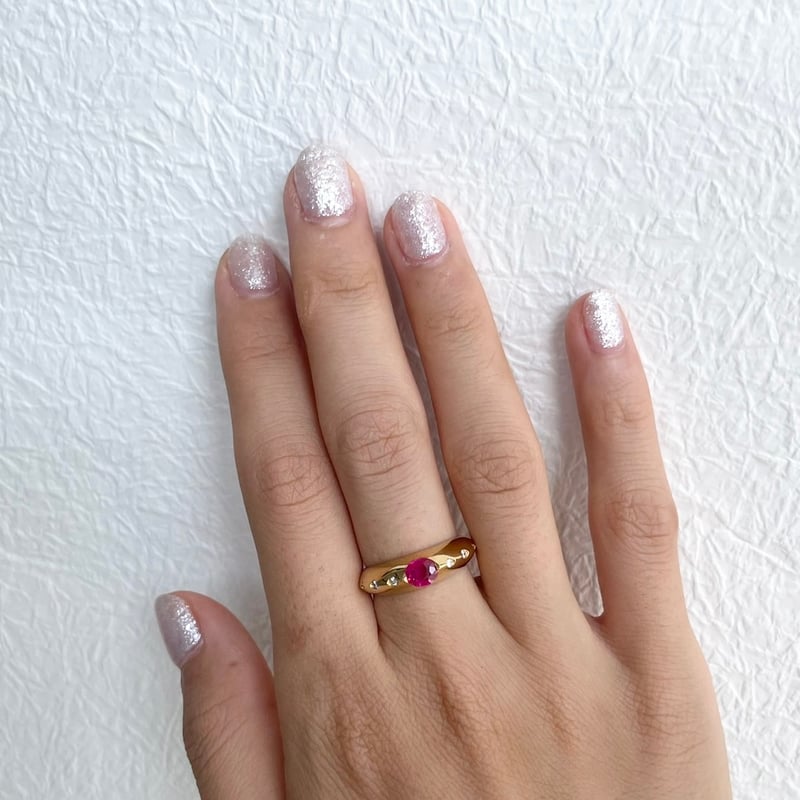 K18 ルビーリング 4℃ 4℃ K18 ルビー ダイヤ0.04ct リング : SecretBase河原宝飾