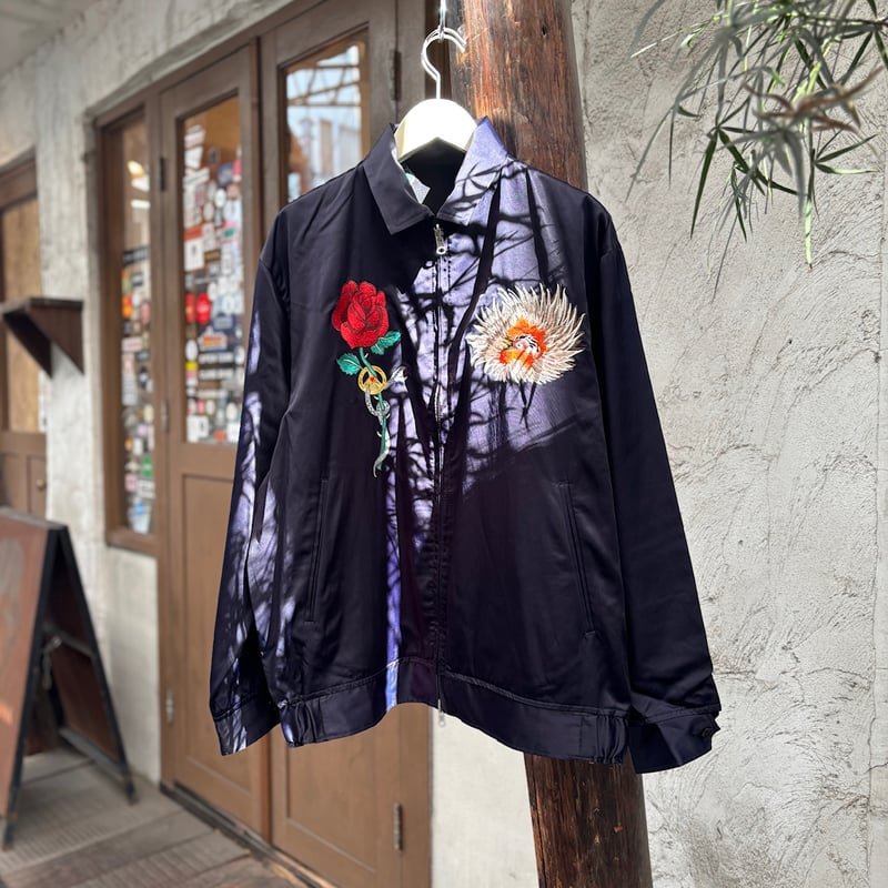 BRU NA BOINNE Chicken Heart 刺繍スカジャン CHICKEN HEART JUMPER <black> 【BRU NA BOINNE】 |