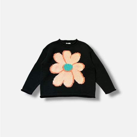 CC “FLOWER with LOVE” HAND KNIT <black>【ChahChah】