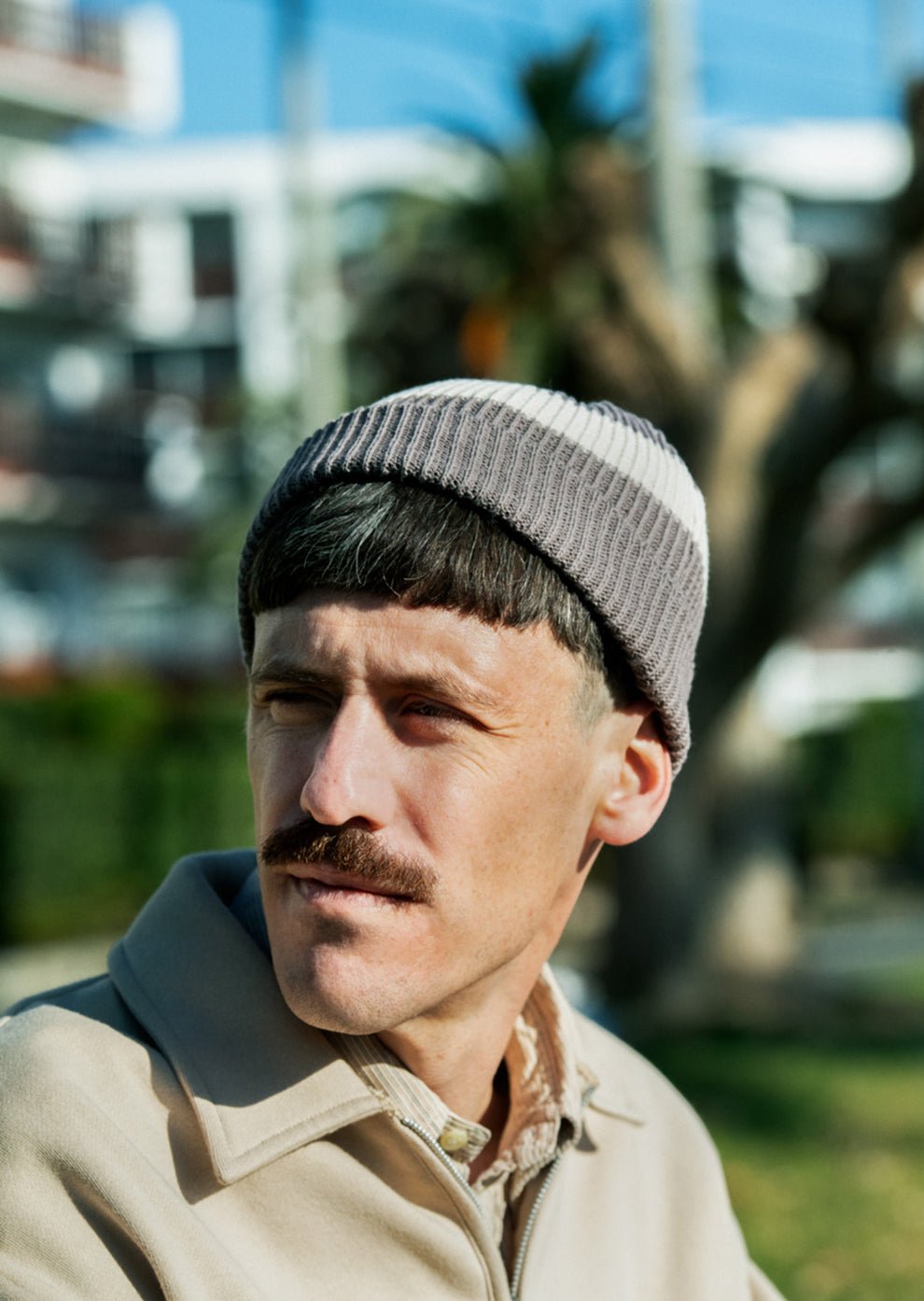 COTTON FLAX STRIPE BEANIE 【Rototo】 | CLOTH+CROSS