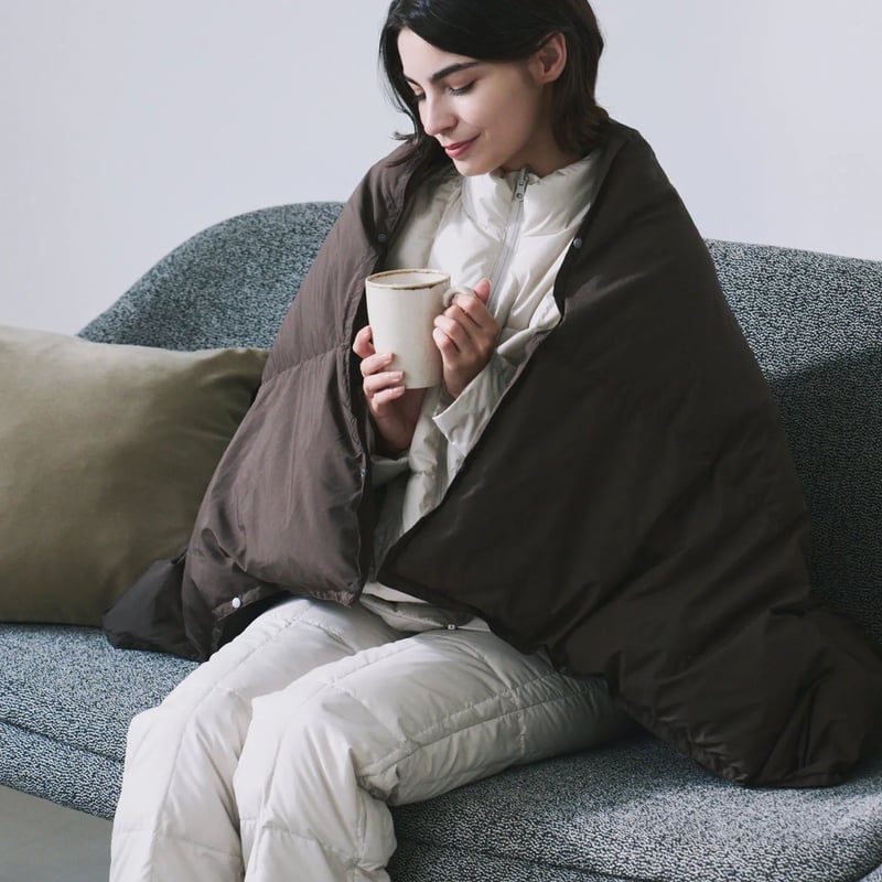 ルームダウン 超軽量 800FP 羽毛膝掛け クッションカバー付き