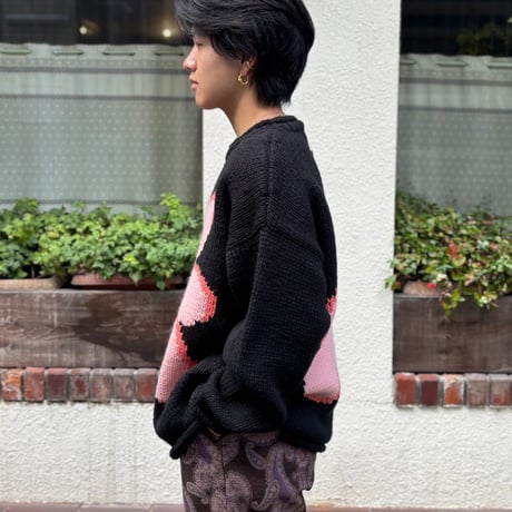CC “FLOWER with LOVE” HAND KNIT <black>【ChahChah】