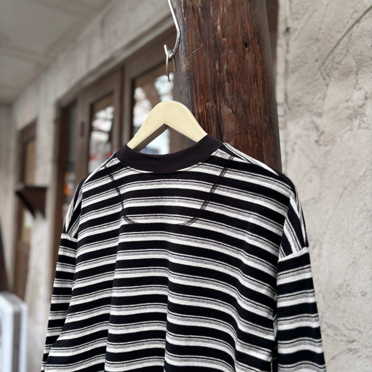 VICTOR L/S BORDER TEE <black/white> 【PERS PROJE