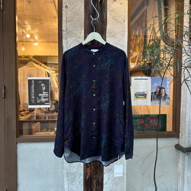 brunaboinne ブルーナボイン　バンドカラー　ネルシャツ　スナフシャツ DAY NIGHT スナフシャツ <burgundy> 【BRU NA BOINNE】 | C