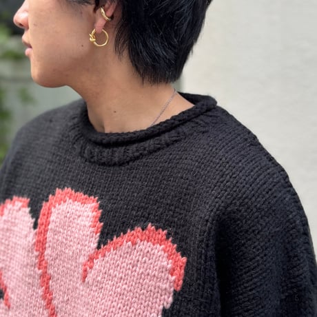 CC “FLOWER with LOVE” HAND KNIT <black>【ChahChah】