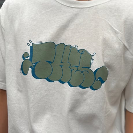 "THES" THORW UP T-SHIRTS <white x olive> 【THE UNION】 【THE FABRIC】