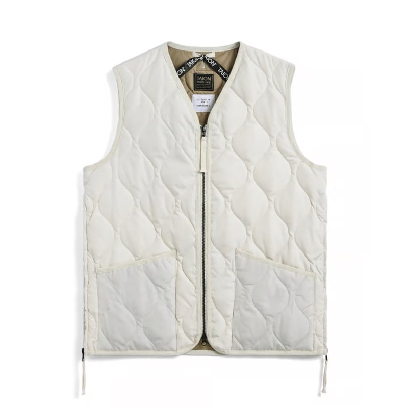 ミリタリー Vネックジップ ダウンベスト <TAION-001ZML-1