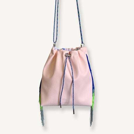 “受注制作” Fringe Kinchaku "L.Pink×Mix:Blue"