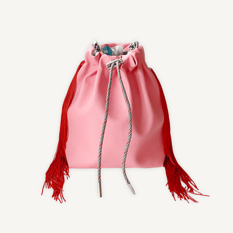 “受注制作” Fringe Kinchaku "Pink×Red"