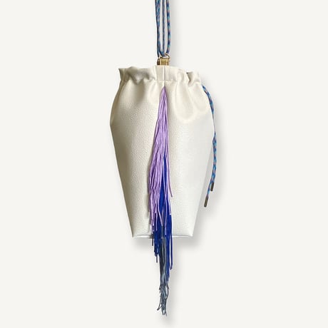 “受注制作” Fringe Kinchaku "Ivory×Mix:Blue"