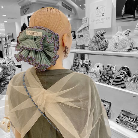 【MiKO】Big scrunchie "stripe/Green"