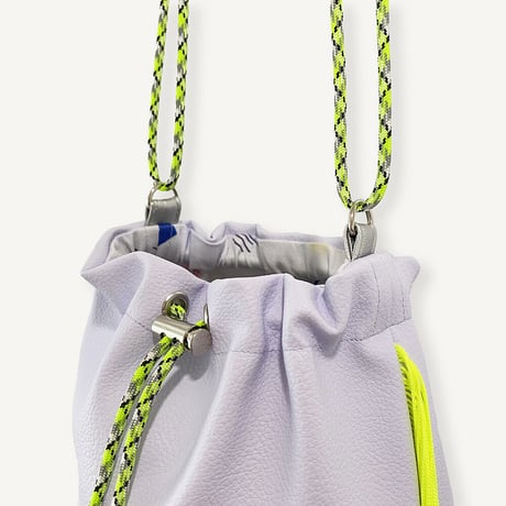 “受注制作” Fringe Kinchaku "L.Purple×Fluorescent Yellow"