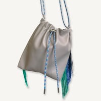 Fringe Kinchaku "Chacoal Gray×Mix:Blue"