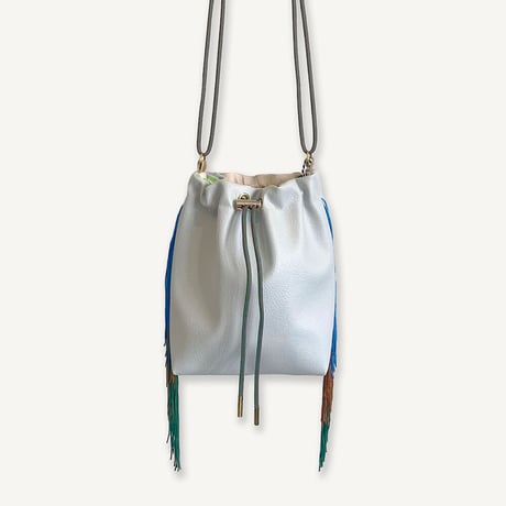 Fringe Kinchaku "Gray×Mix:Green"