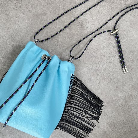 “受注制作” Fringe Kinchaku "Turquoise×Black"