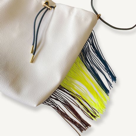 “受注制作” Fringe Kinchaku "Ivory×Mix:Green"
