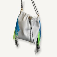 “受注制作” Fringe Kinchaku【L size】 "Gray×Mix:Mono"