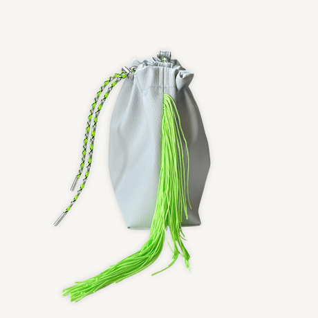 “受注制作” Fringe Kinchaku "L.Gray×Fluorescent Green"
