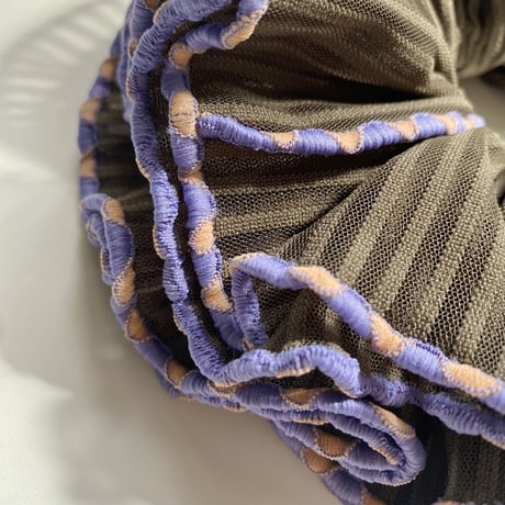 【MiKO】Big scrunchie "stripe/Khaki"