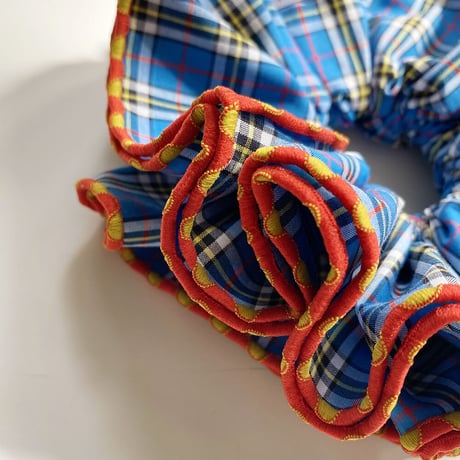 【MiKO】Big scrunchie "plaid/Blue"
