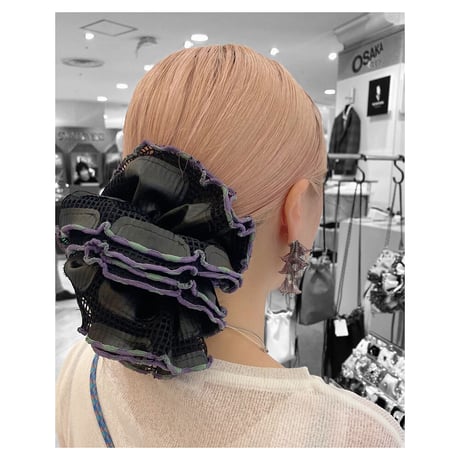 【MiKO】Big scrunchie "stripe/Green"